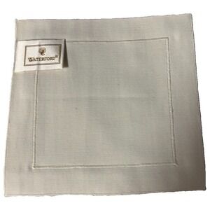 Waterford Linen Cocktail Napkins Set of 4 Ivory Cream 7x7 Embroidered Border